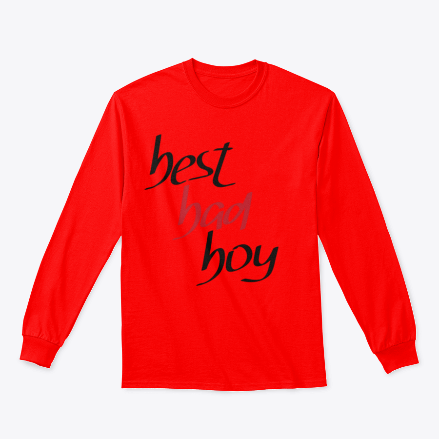 A stylish sweatshirt featuring a unique hand lettering design that reads 'Best Bad Boy', made from a comfortable cotton/polyester blend.