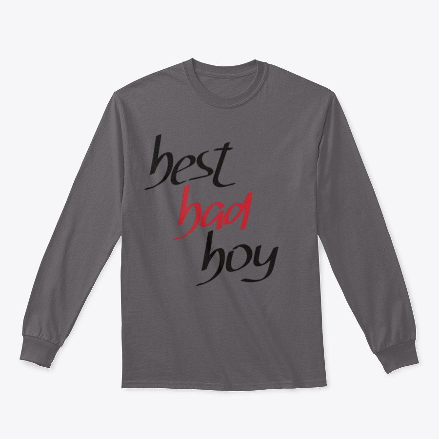 A stylish sweatshirt featuring a unique hand lettering design that reads 'Best Bad Boy', made from a comfortable cotton/polyester blend.