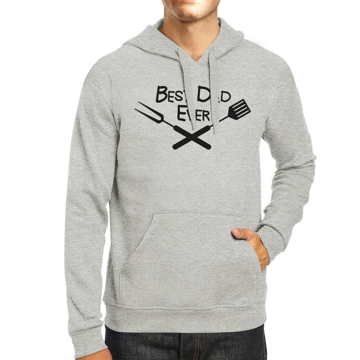 Gray hoodie with a funny BBQ dad design, perfect for Father's Day gifts.