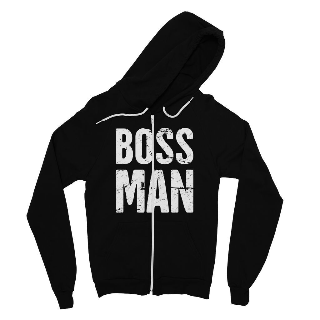 Boss Man Fine Jersey Zip Hoodie in a stylish design, featuring a nylon zipper and polyester drawcords, perfect for summer evenings.