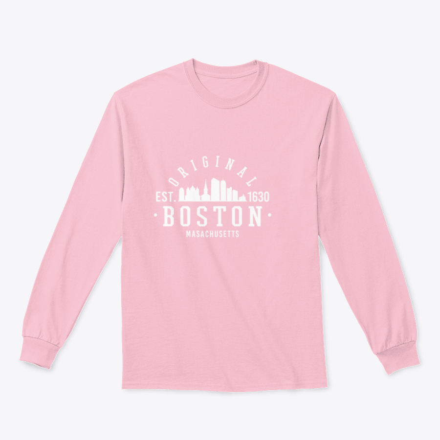 Boston Massachusetts Skyline Original Design Sweatshirt featuring a classic fit and midweight fabric, perfect for casual wear.