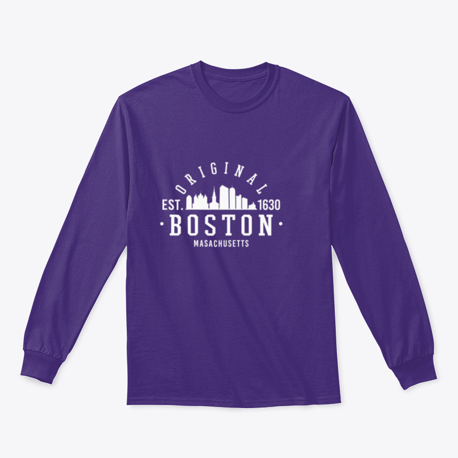 Boston Massachusetts Skyline Original Design Sweatshirt featuring a classic fit and midweight fabric, perfect for casual wear.