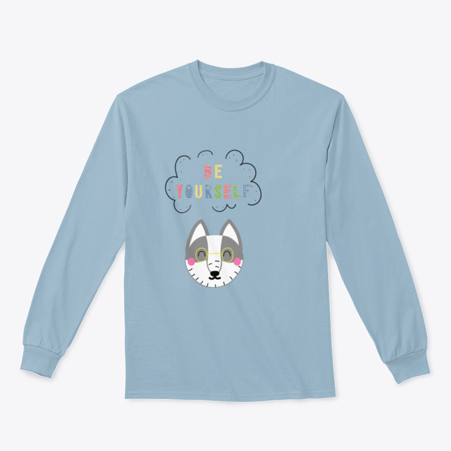 A cozy sweatshirt featuring a playful cartoon animal design with the phrase 'Be Yourself', perfect for casual wear.