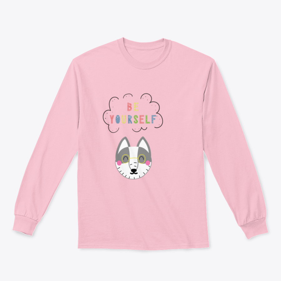 A cozy sweatshirt featuring a playful cartoon animal design with the phrase 'Be Yourself', perfect for casual wear.