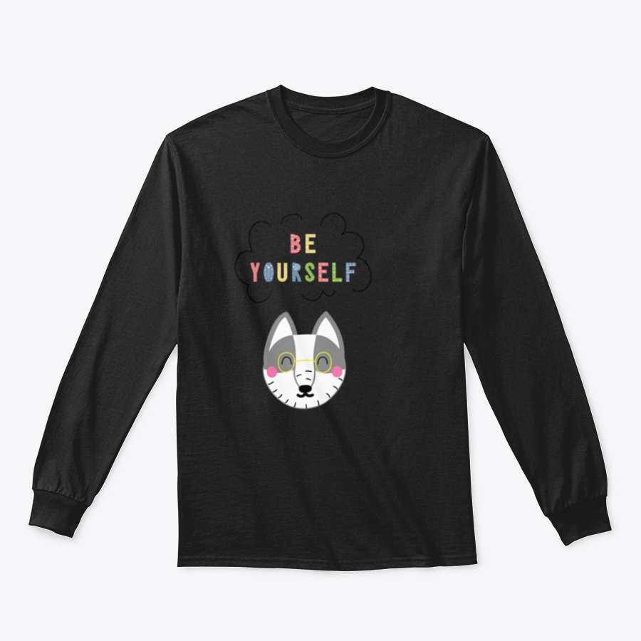 A cozy sweatshirt featuring a playful cartoon animal design with the phrase 'Be Yourself', perfect for casual wear.