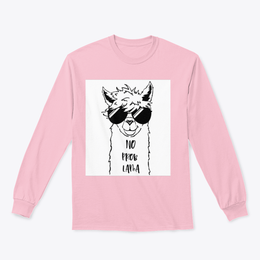 Cute sweatshirt featuring a llama face wearing sunglasses, showcasing a fun and playful design.