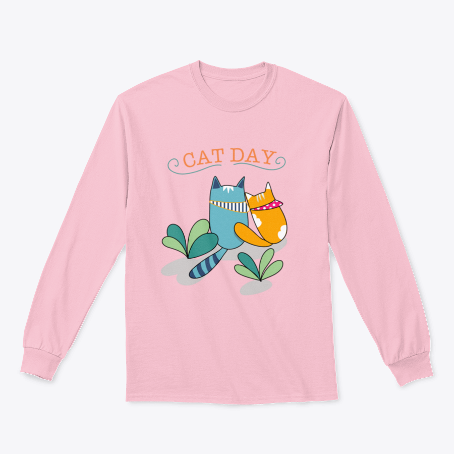 A cute t-shirt featuring two cats: one orange like a ginger cat and one in blue, showcasing a playful design for cat lovers.