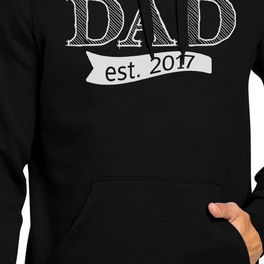 Dad Est 2017 Unisex Black Hoodie featuring a unique graphic design, made from soft cotton blend for comfort.