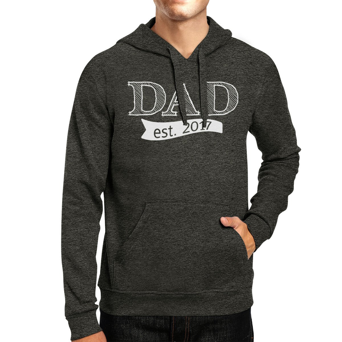 Dark grey unisex hoodie with 'Dad Est 2017' design, perfect for Father's Day gifts.