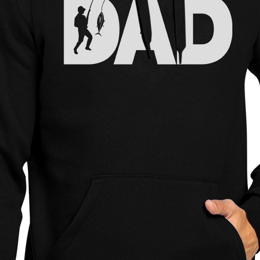 Dad Fish Black Hoodie featuring a unique design, made of soft cotton and polyester blend, perfect for Father's Day gifts.