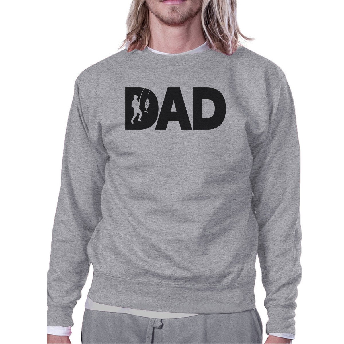 A cozy Dad Fish Unique Design Sweatshirt featuring unique graphics, perfect for Father's Day and birthdays, made from a soft cotton-polyester blend.