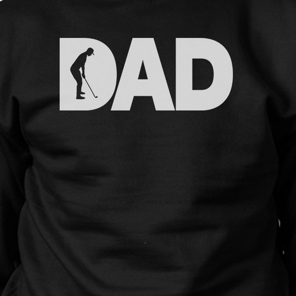 Dad Golf Unisex Black Sweatshirt featuring a funny graphic design, made from a soft cotton-polyester blend, perfect for Father's Day gifts.