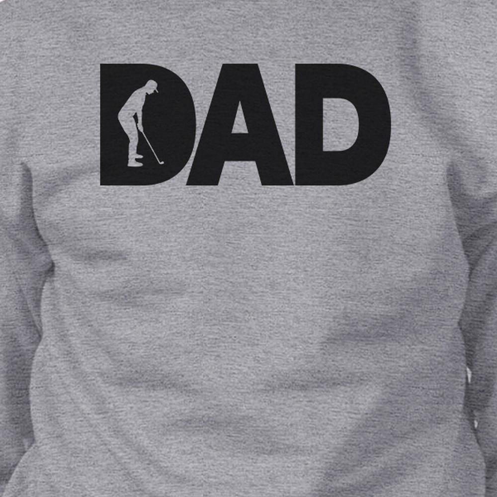 Dad Golf Unisex Grey Sweatshirt featuring a funny design, made from soft cotton and polyester blend, perfect for Father's Day gifts.