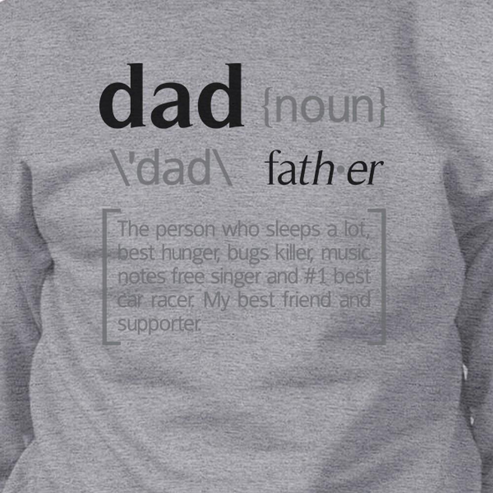 A grey unisex sweatshirt featuring a funny 'Dad Noun' design, made from a soft cotton-polyester blend, perfect for Father's Day gifts.