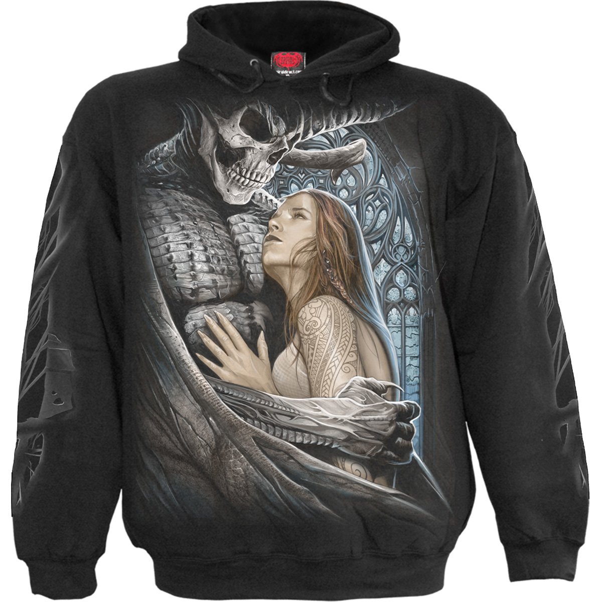 DEVIL BEAUTY Hoody Black made from 100% cotton fleece, featuring a stylish design with a devil-inspired theme.