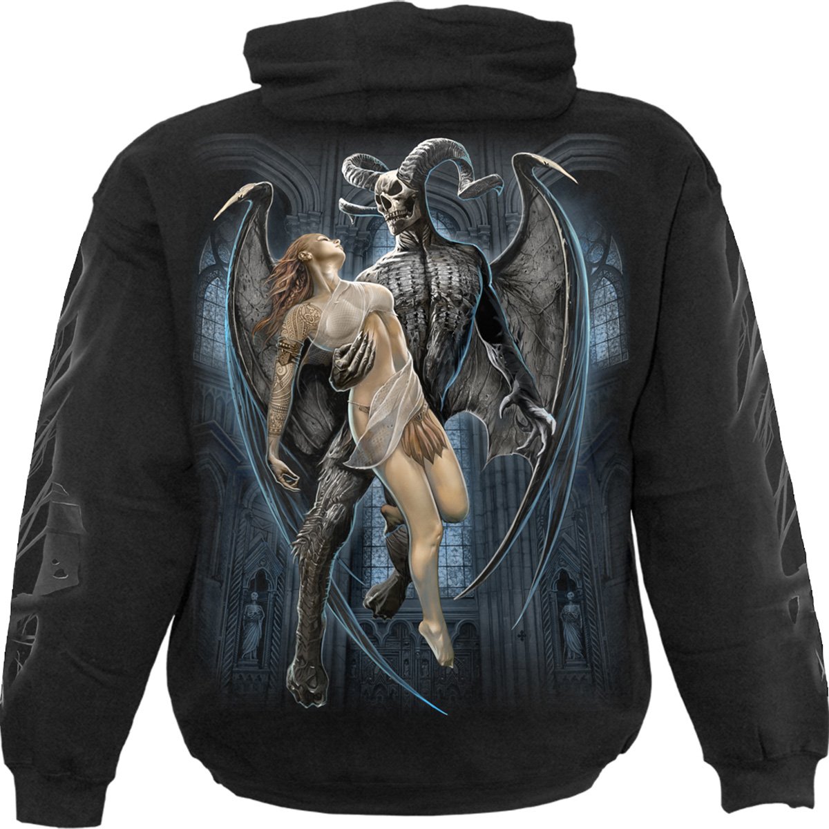 DEVIL BEAUTY Hoody Black made from 100% cotton fleece, featuring a stylish design with a devil-inspired theme.