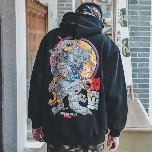 Men's Devil Hoodie by Latimeelon featuring a unique patchwork design and hooded collar, perfect for casual spring wear.