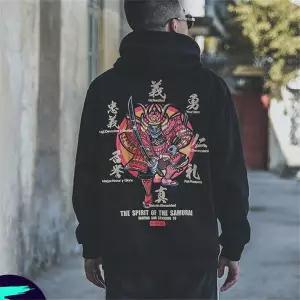 Men's Devil Hoodie by Latimeelon featuring a unique patchwork design and hooded collar, perfect for casual spring wear.