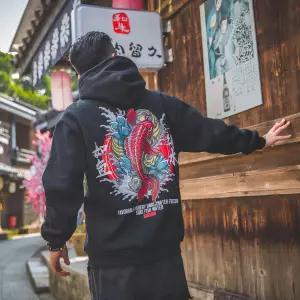 Men's Devil Hoodie by Latimeelon featuring a unique patchwork design and hooded collar, perfect for casual spring wear.