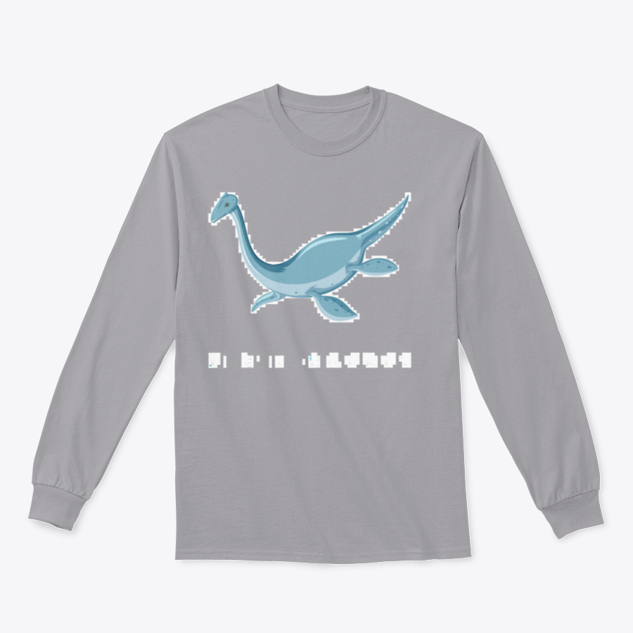 Dinosaur Wordcard T-shirt featuring a colorful Plesiosaurus illustration, showcasing its long neck and paddle-like limbs.