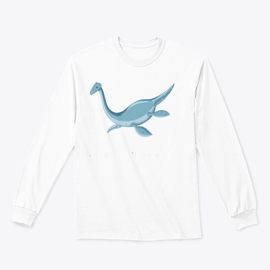 Dinosaur Wordcard T-shirt featuring a colorful Plesiosaurus illustration, showcasing its long neck and paddle-like limbs.