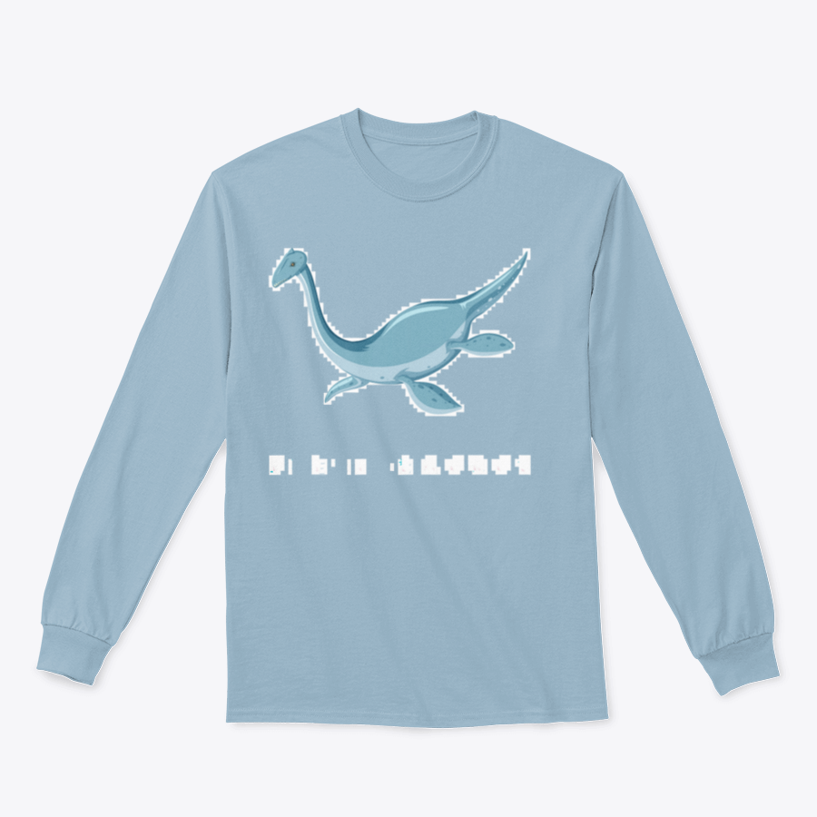 Dinosaur Wordcard T-shirt featuring a colorful Plesiosaurus illustration, showcasing its long neck and paddle-like limbs.