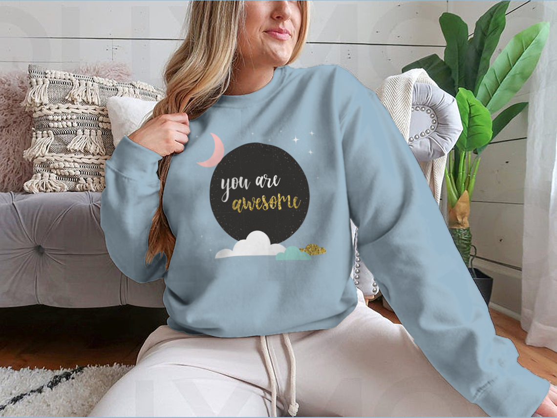 Doodle Handmade You Awesome Quote sweatshirt featuring a unique design, crafted from a soft cotton-polyester blend, perfect for casual wear.