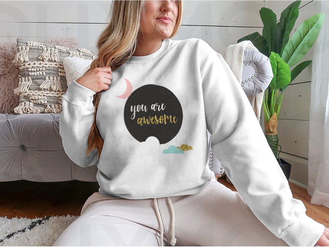 Doodle Handmade You Awesome Quote sweatshirt featuring a unique design, crafted from a soft cotton-polyester blend, perfect for casual wear.