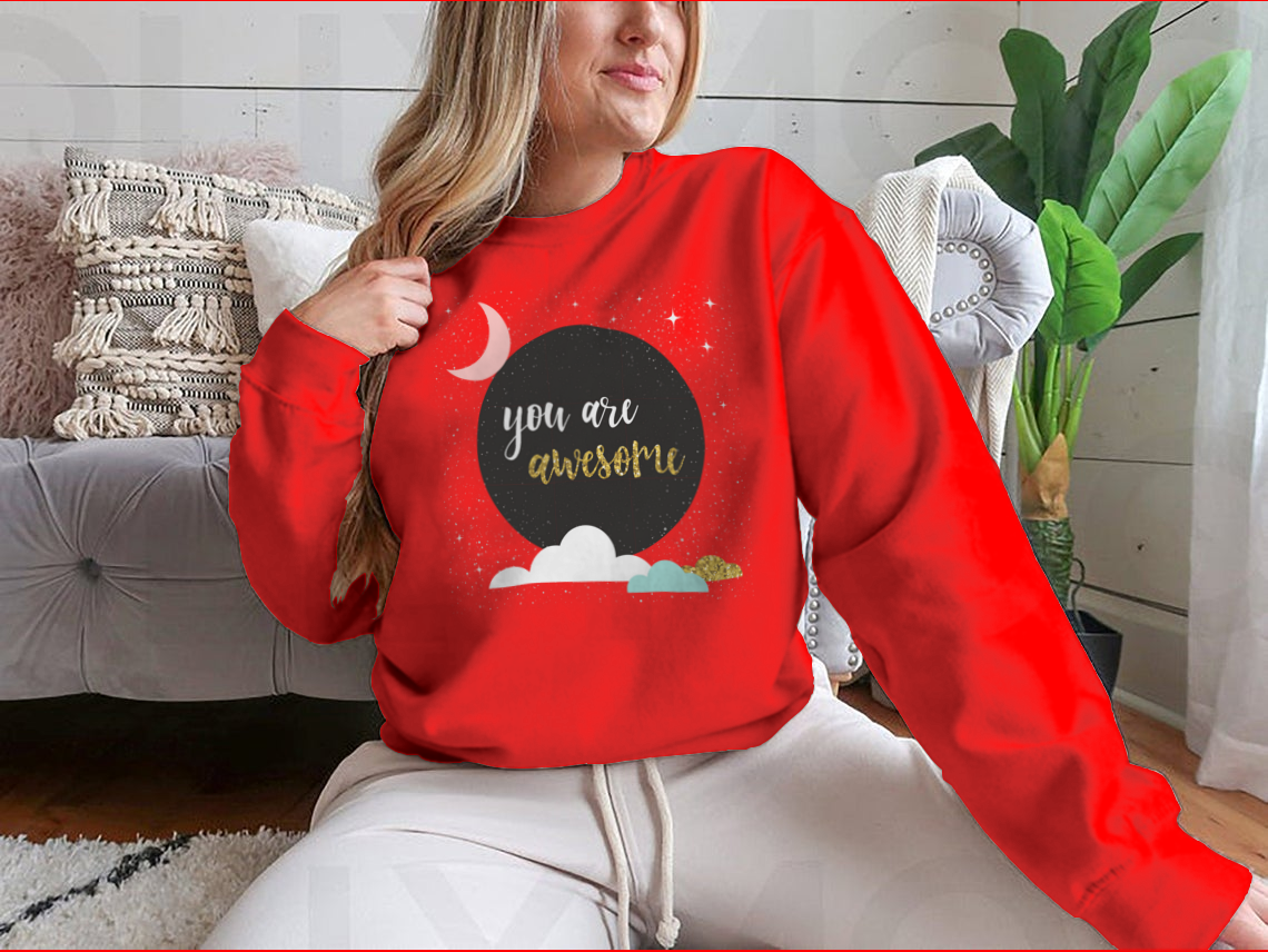 Doodle Handmade You Awesome Quote sweatshirt featuring a unique design, crafted from a soft cotton-polyester blend, perfect for casual wear.