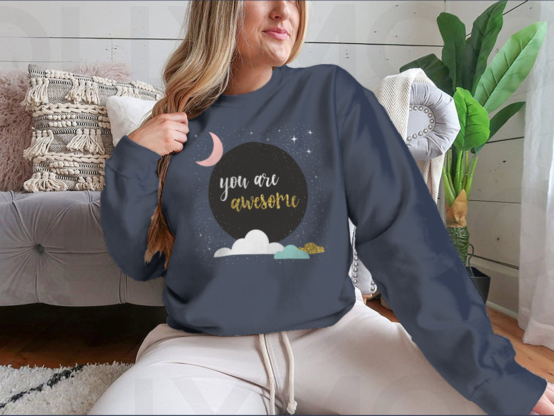 Doodle Handmade You Awesome Quote sweatshirt featuring a unique design, crafted from a soft cotton-polyester blend, perfect for casual wear.