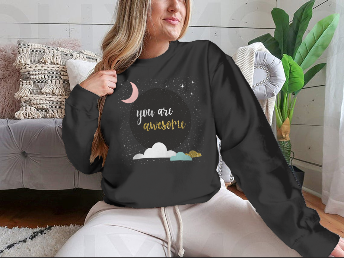 Doodle Handmade You Awesome Quote sweatshirt featuring a unique design, crafted from a soft cotton-polyester blend, perfect for casual wear.