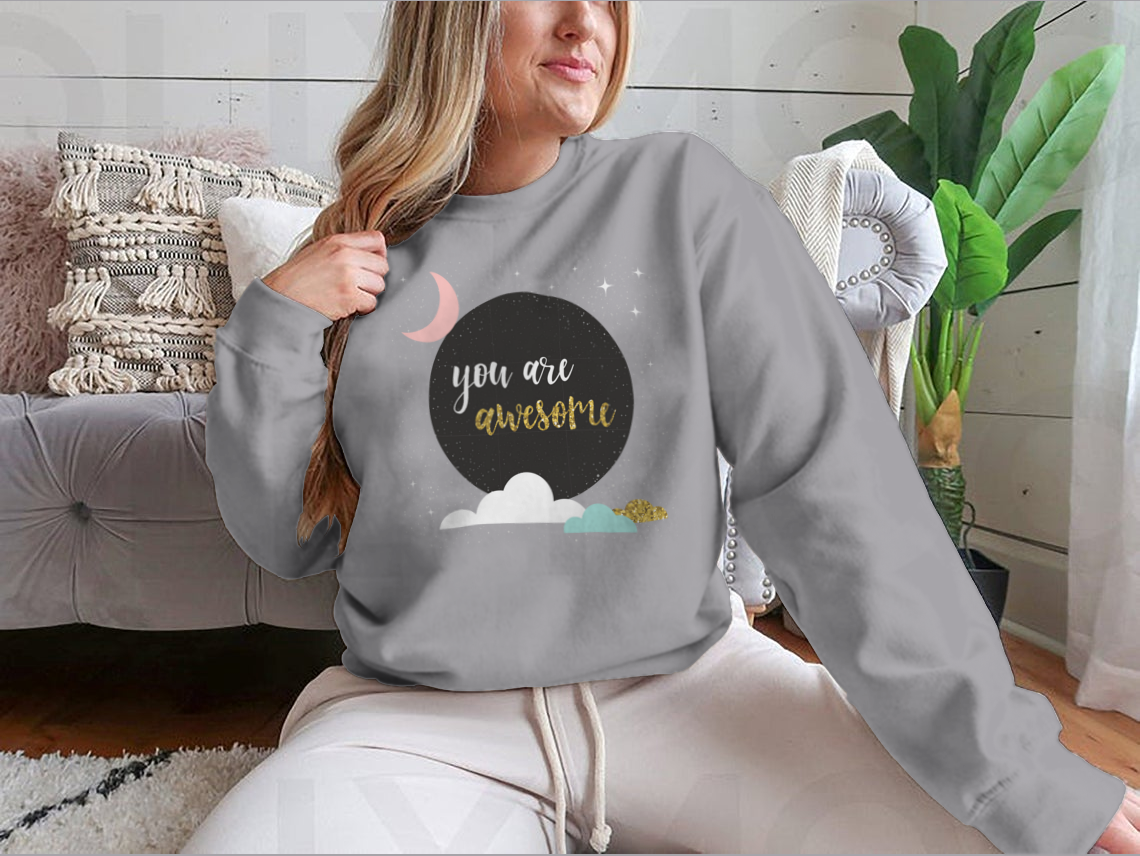 Doodle Handmade You Awesome Quote sweatshirt featuring a unique design, crafted from a soft cotton-polyester blend, perfect for casual wear.