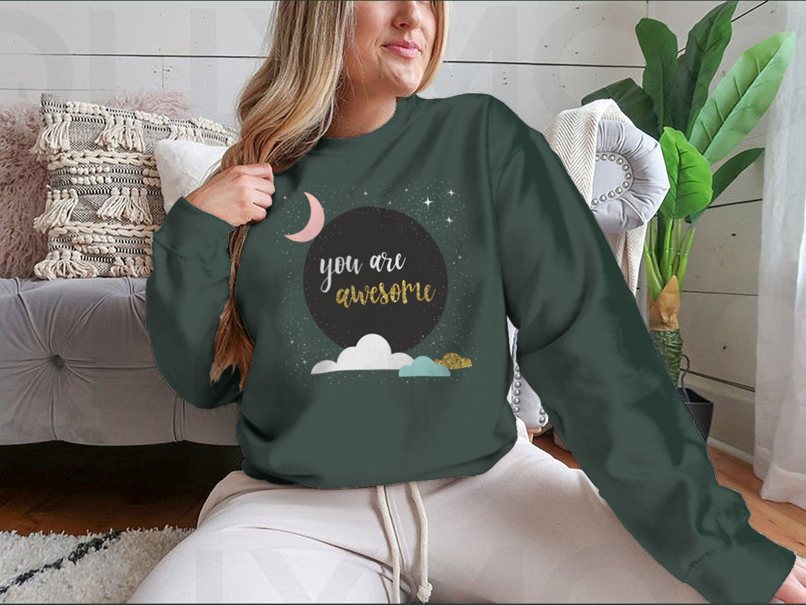 Doodle Handmade You Awesome Quote sweatshirt featuring a unique design, crafted from a soft cotton-polyester blend, perfect for casual wear.