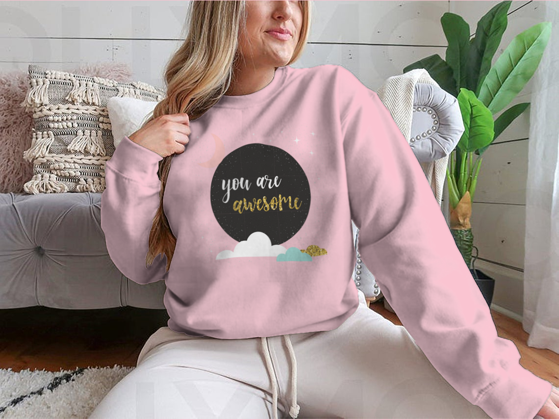 Doodle Handmade You Awesome Quote sweatshirt featuring a unique design, crafted from a soft cotton-polyester blend, perfect for casual wear.