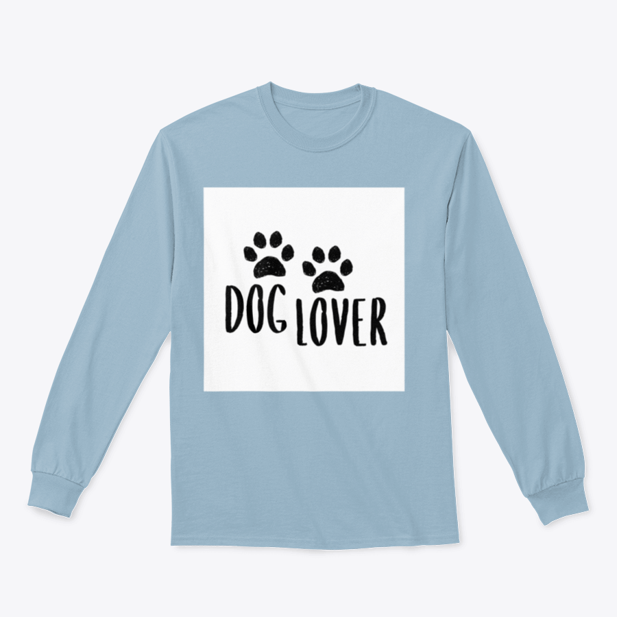 A stylish Dog Lover Cartoon Typography shirt featuring a playful dog paws silhouette design, perfect for dog enthusiasts.