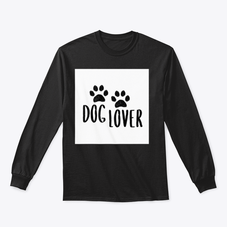 A stylish Dog Lover Cartoon Typography shirt featuring a playful dog paws silhouette design, perfect for dog enthusiasts.