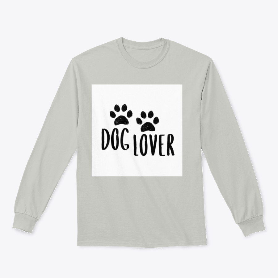 A stylish Dog Lover Cartoon Typography shirt featuring a playful dog paws silhouette design, perfect for dog enthusiasts.