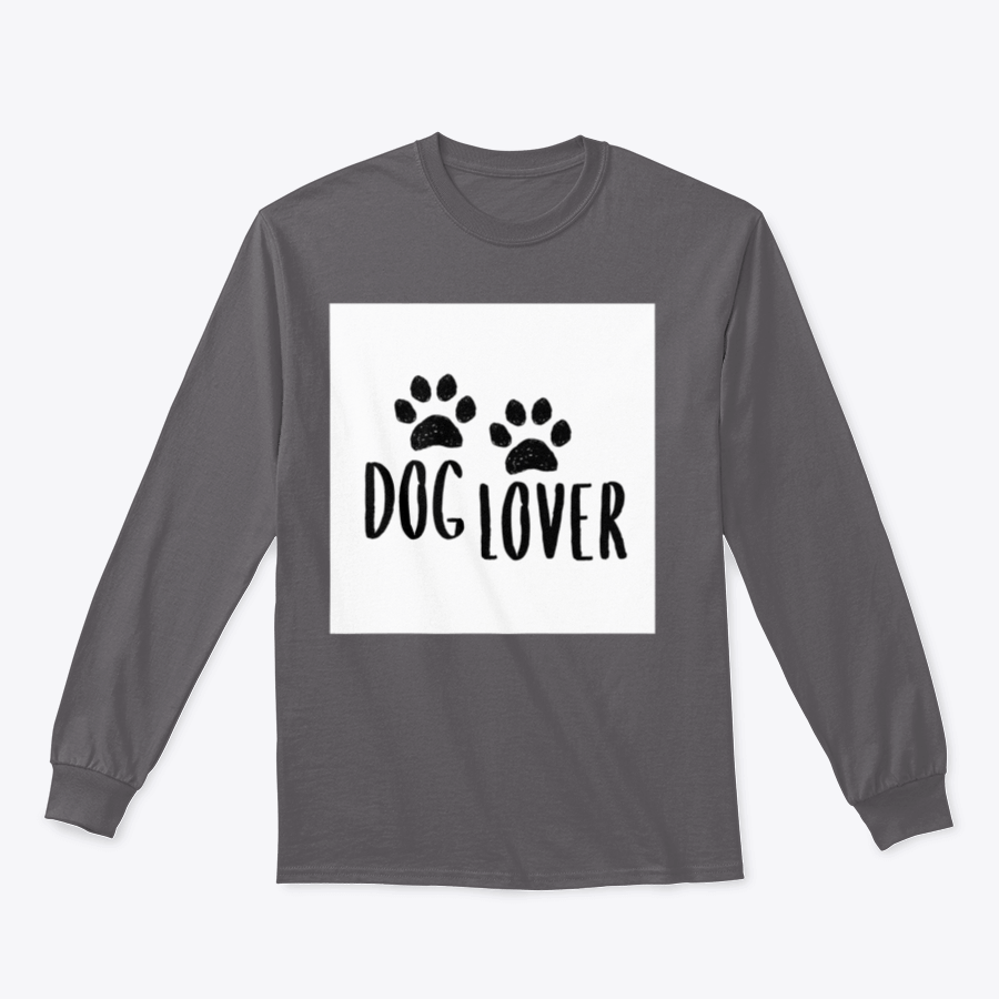 A stylish Dog Lover Cartoon Typography shirt featuring a playful dog paws silhouette design, perfect for dog enthusiasts.