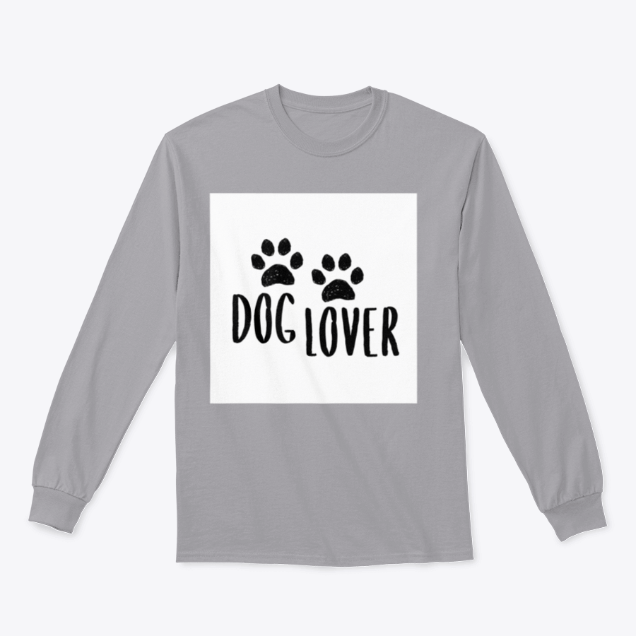 A stylish Dog Lover Cartoon Typography shirt featuring a playful dog paws silhouette design, perfect for dog enthusiasts.