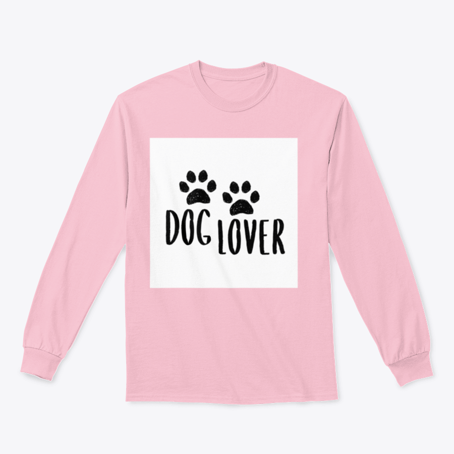 A stylish Dog Lover Cartoon Typography shirt featuring a playful dog paws silhouette design, perfect for dog enthusiasts.