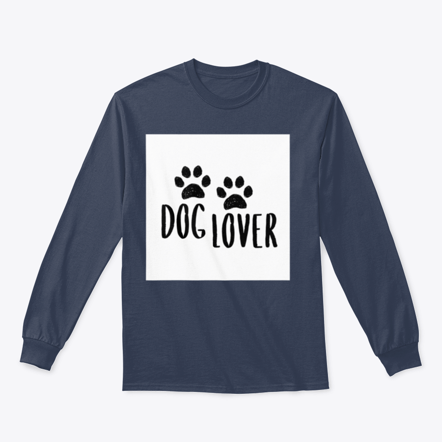 A stylish Dog Lover Cartoon Typography shirt featuring a playful dog paws silhouette design, perfect for dog enthusiasts.