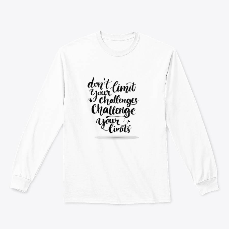 A comfortable cotton-polyester blend shirt featuring the motivational phrase 'Don't Limit Your Challenges, Challenge Your Limits' in bold lettering.