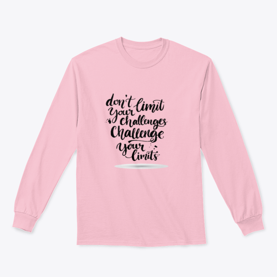 A comfortable cotton-polyester blend shirt featuring the motivational phrase 'Don't Limit Your Challenges, Challenge Your Limits' in bold lettering.