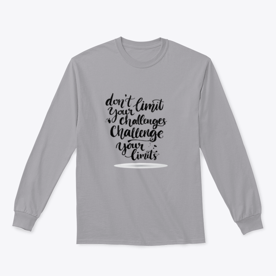 A comfortable cotton-polyester blend shirt featuring the motivational phrase 'Don't Limit Your Challenges, Challenge Your Limits' in bold lettering.