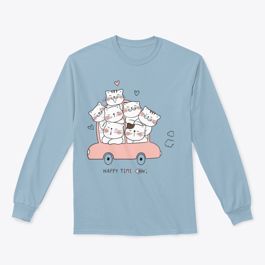 A cute cat character design sitting in a pink pastel car, showcasing a whimsical and playful style.