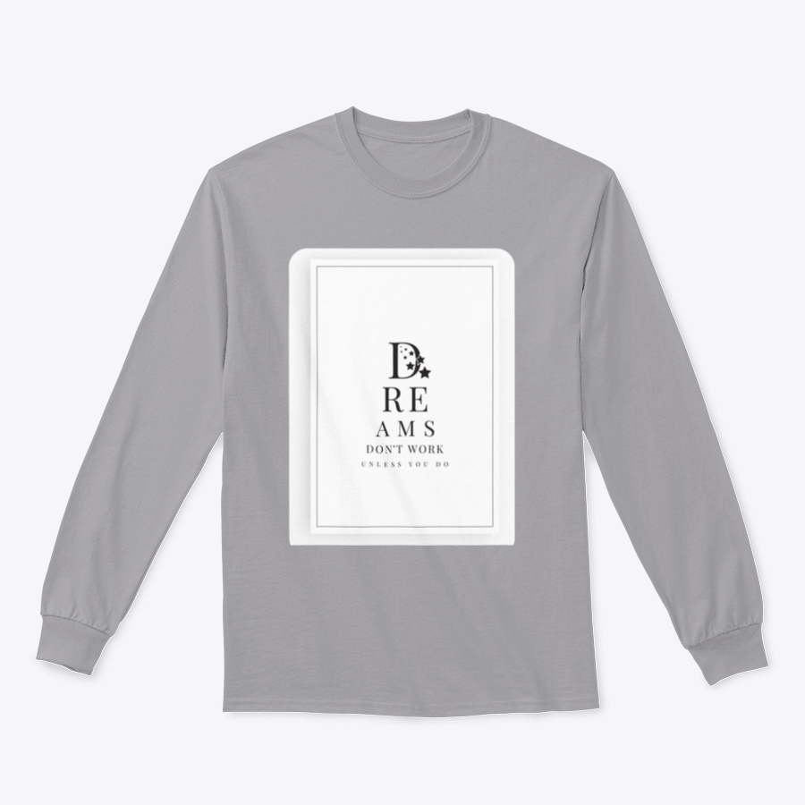 Scandinavian minimalist art featuring the phrase 'Dreams Don't Work Unless You Do' on a soft cotton fabric background.