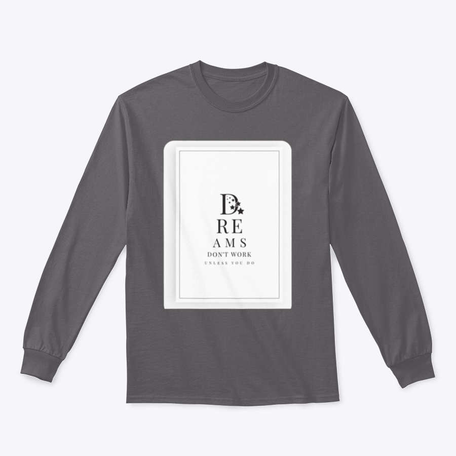 Scandinavian minimalist art featuring the phrase 'Dreams Don't Work Unless You Do' on a soft cotton fabric background.