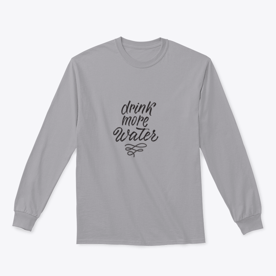 A cozy sweatshirt featuring hand-drawn lettering that says 'Drink Water', made from a cotton-polyester blend, perfect for casual wear.