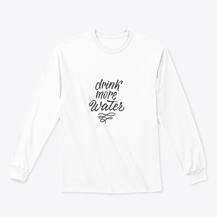 A cozy sweatshirt featuring hand-drawn lettering that says 'Drink Water', made from a cotton-polyester blend, perfect for casual wear.