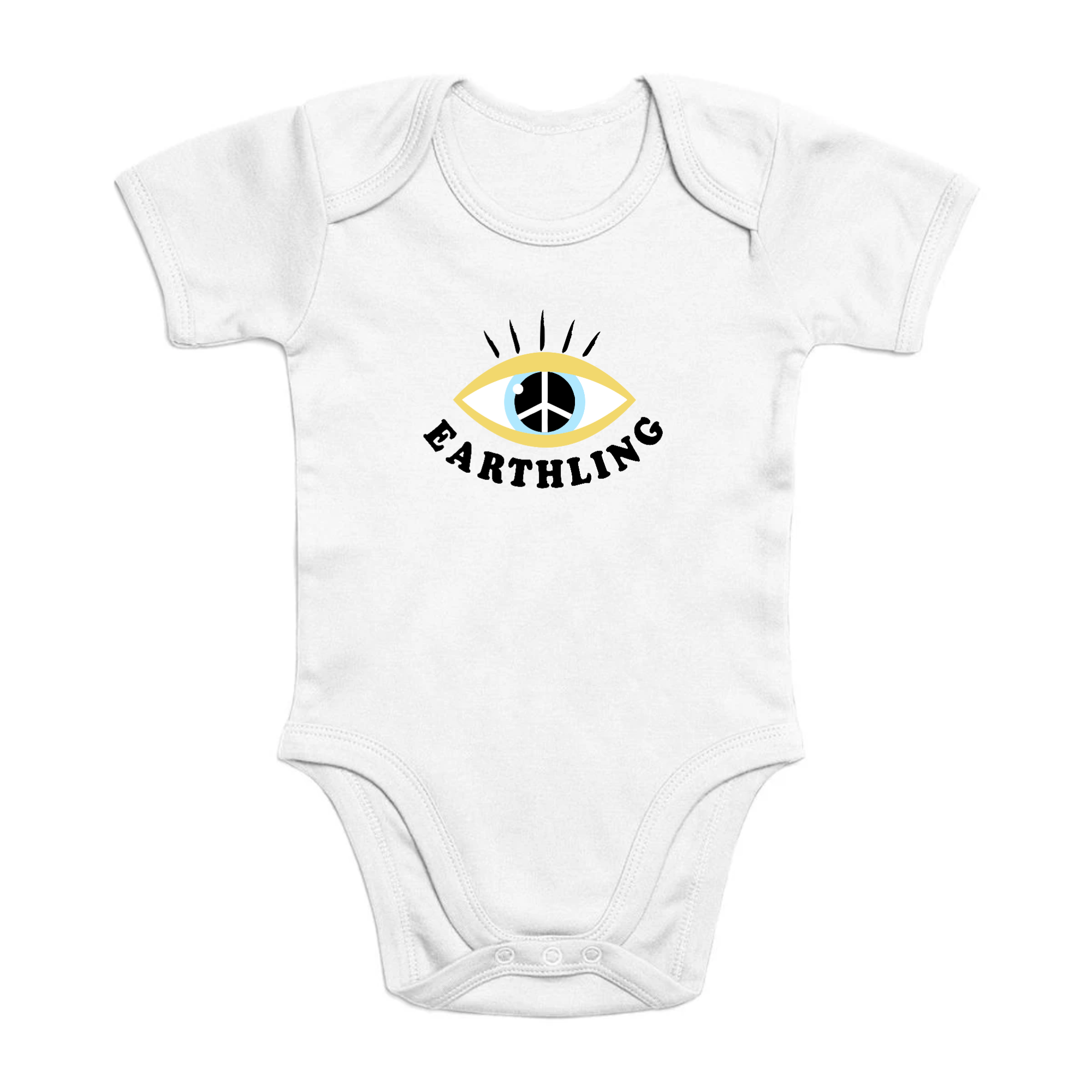 Earthling Organic Cotton Onesie in a soft, unisex design, made from 100% organic cotton, featuring eco-friendly prints.